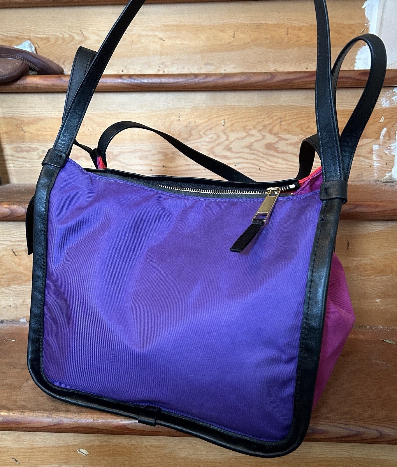 Marc Jacobs Sport Tote Bag Nylon Leather Colorblock Red Purple Pink Black
