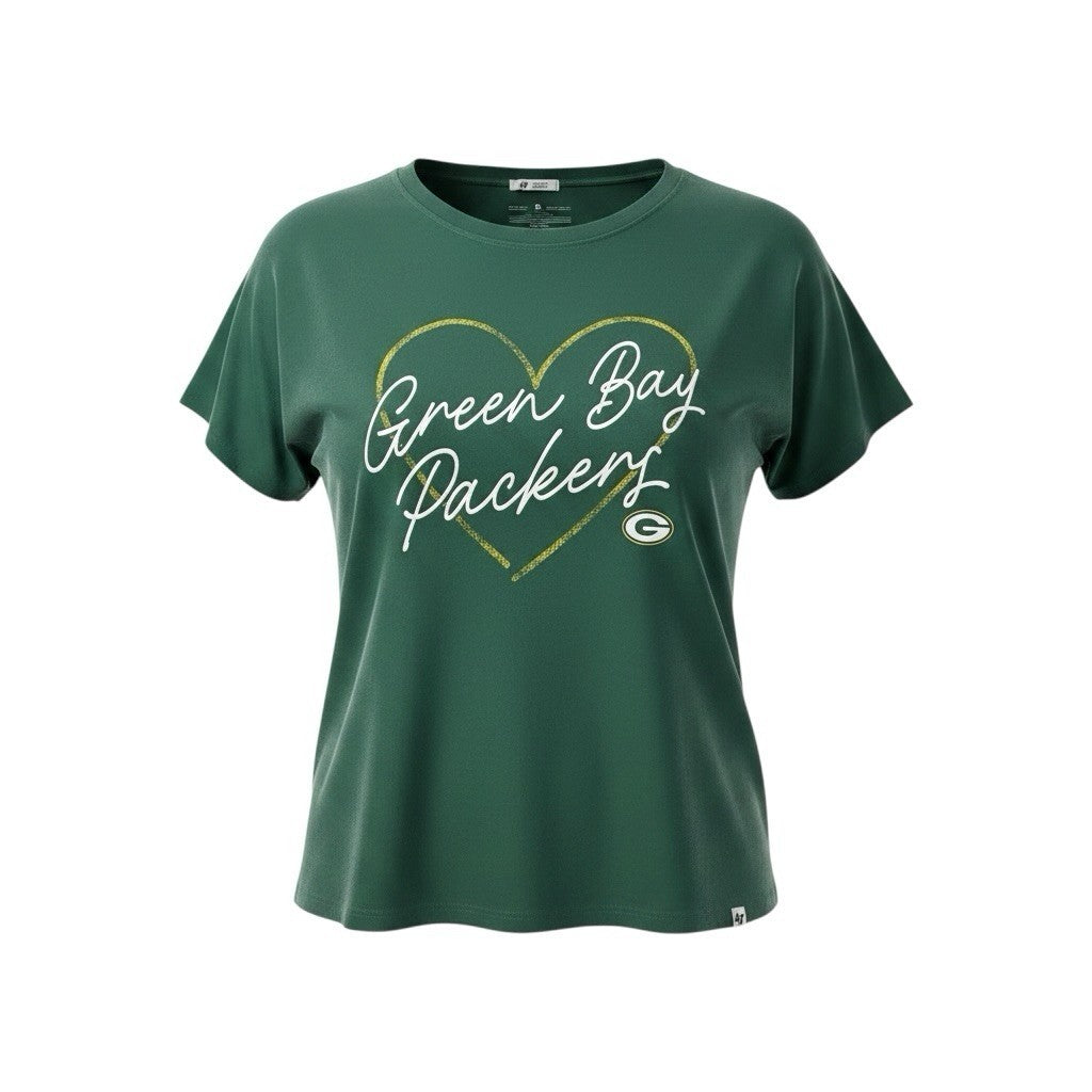 47 Brand Green Bay Packers Women’s Large T-Shirt Heart Graphic Short sleeve