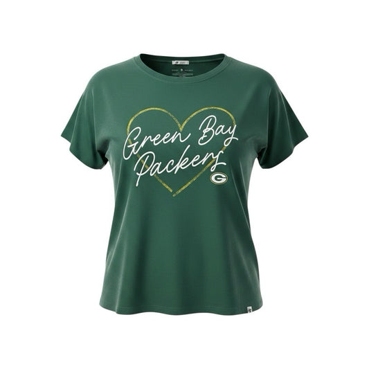 47 Brand Green Bay Packers Women’s Large T-Shirt Heart Graphic Short sleeve