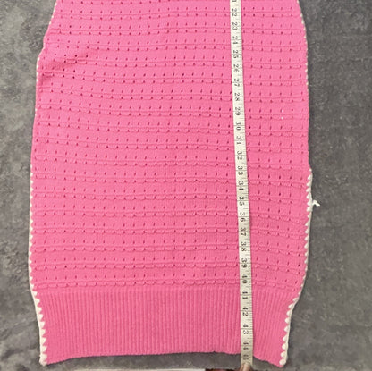 So Me Reece Pink Pointelle Knit Midi Dress Women’s L Sleeveless Contrast Trim