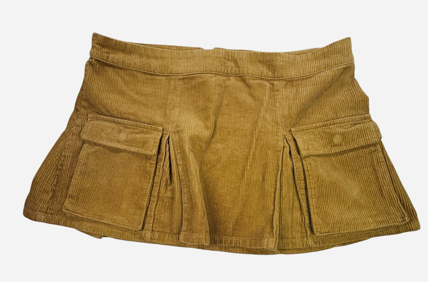 Wild Fable XL Brown Corduroy Mini Skirt Cargo Pocket Stretch Women's Tan