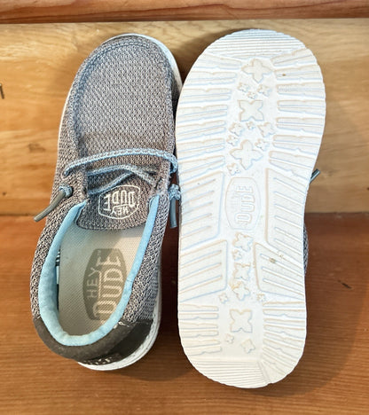 Hey Dude Wally Youth Sox Sharkskin Gray Slip On Shoes Kids Size C11 Lightweight