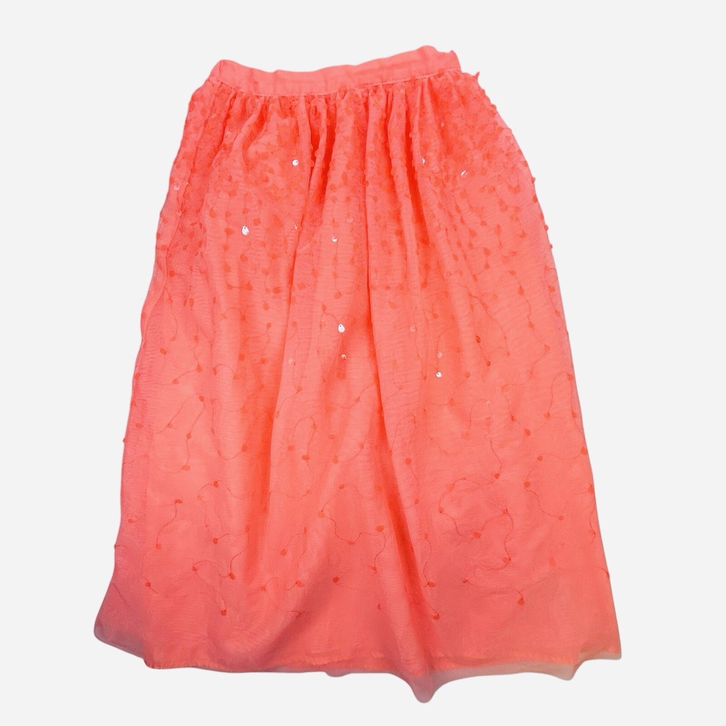 Cat & Jack Girls Coral Sequin Tulle Skirt Lined Elastic Waist Size M