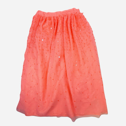 Cat & Jack Girls Coral Sequin Tulle Skirt Lined Elastic Waist Size M