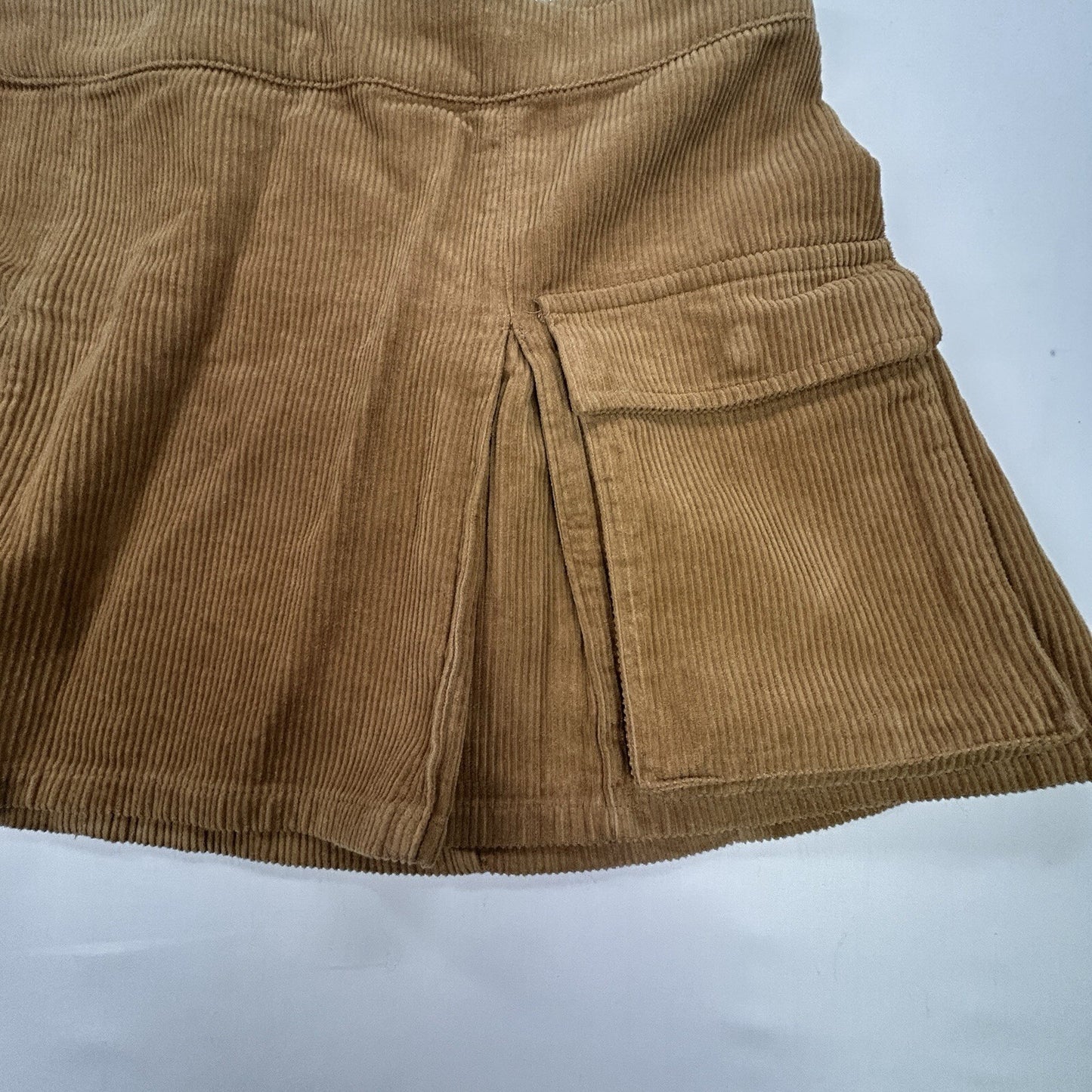 Wild Fable XL Brown Corduroy Mini Skirt Cargo Pocket Stretch Women's Tan