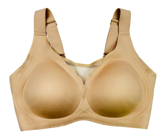 Womens Nude Wireless Comfort Bra Size Large Full Coverage Molded Cups Adjustable