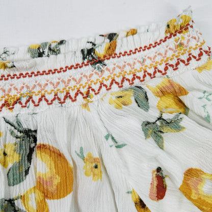 Maurices Off Shoulder Floral Peasant Blouse Womens Medium White Yellow Boho Top