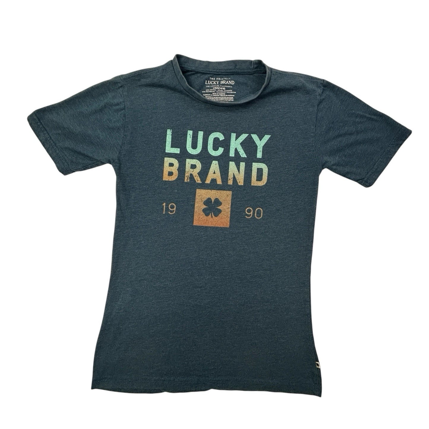 Lucky Brand Women's Graphic T-Shirt Lucky Brand 1990 Clover Blue Size L/G 14-16