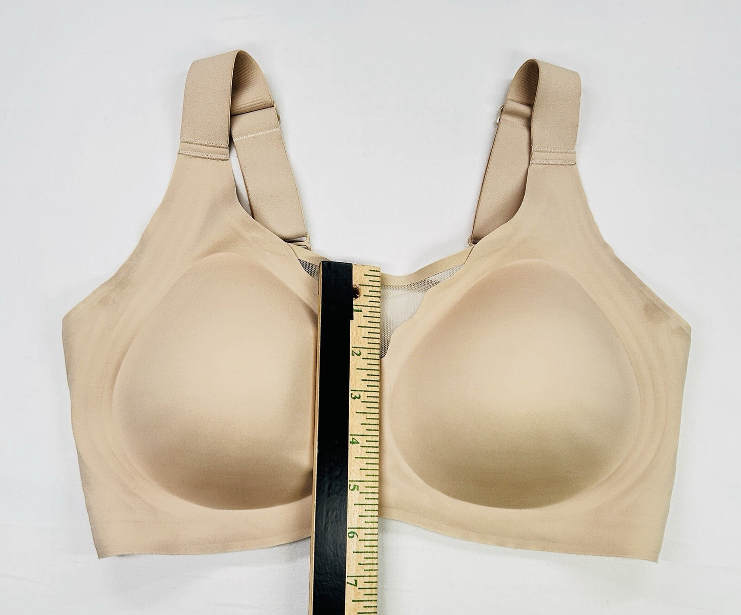 Womens Nude Wireless Comfort Bra Size Large Full Coverage Molded Cups Adjustable