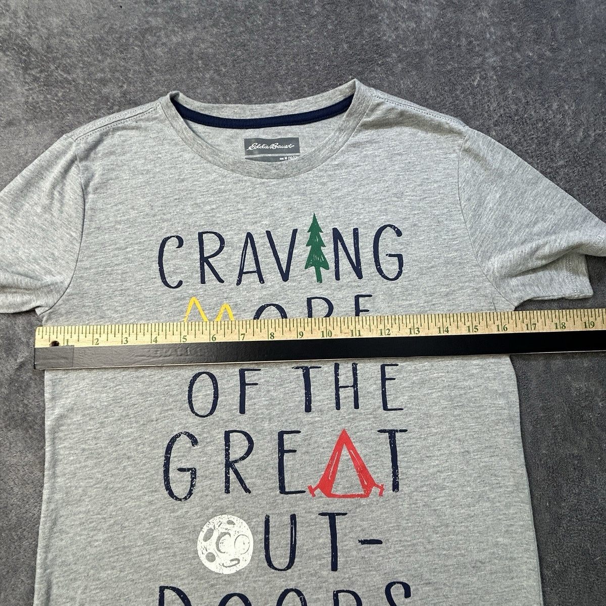 Eddie Bauer Kids M 10/12 Great Outdoors Graphic T-Shirt Gray Camping
