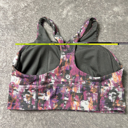 Lululemon Wunder Train Longline Sports Bra Size 8 Purple Black Abstract Print