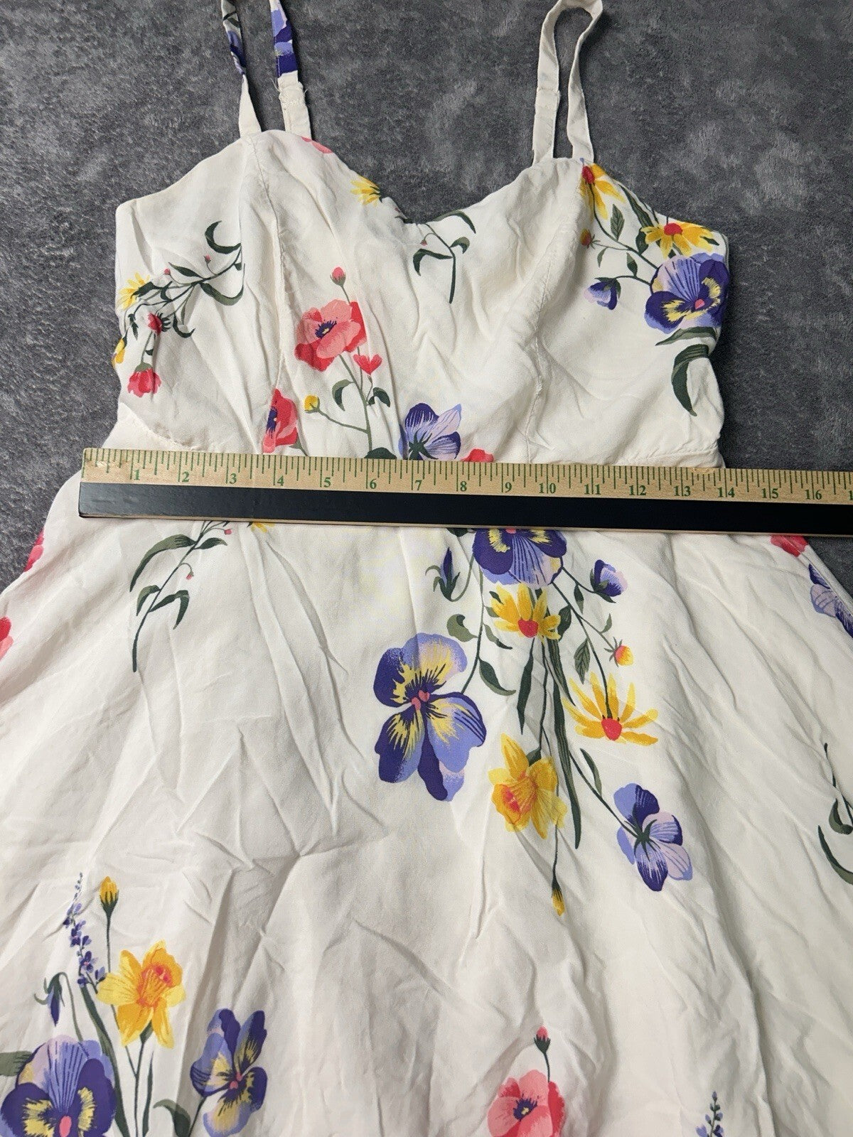 Old Navy Women’s Small Ivory Floral Cani Midi Dress Smocked Back Adjustable Stra