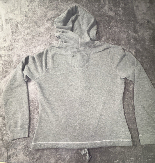 Abercrombie & Fitch Hoodie Women’s L Gray Henley Moose Striped Hood Y2K