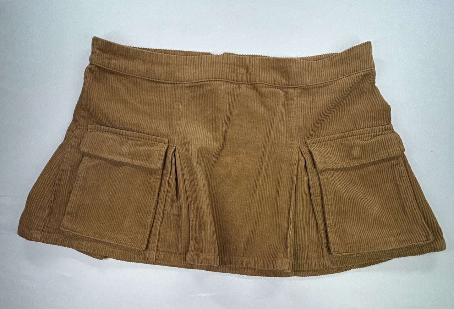 Wild Fable XL Brown Corduroy Mini Skirt Cargo Pocket Stretch Women's Tan