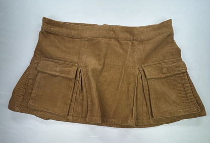 Wild Fable XL Brown Corduroy Mini Skirt Cargo Pocket Stretch Women's Tan