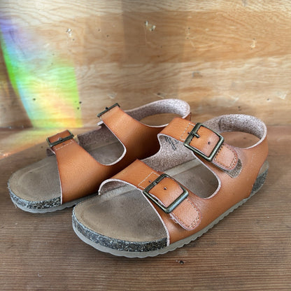 Cat & Jack Kids Cognac Brown Footbed Sandals Size 11 Double Buckle