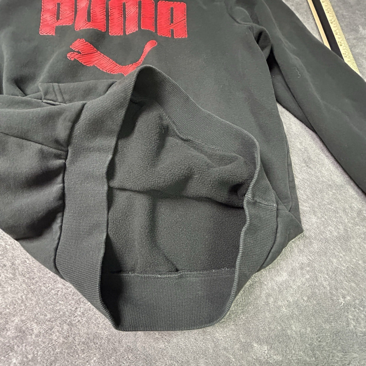 PUMA Mens Black Pullover Hoodie Red Logo Size Unknown See Measurements