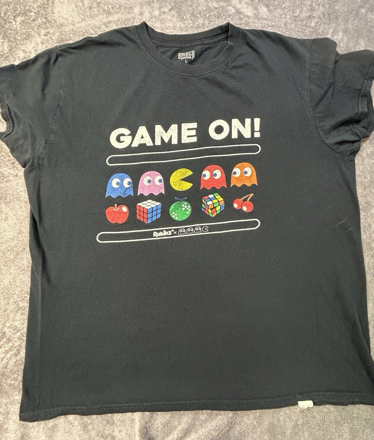 Brisco Pac-Man Rubik's Cube Graphic T-Shirt Black Large