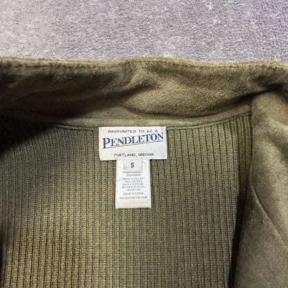 Pendleton Leather Merino Wool Zip Jacket Olive S