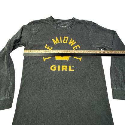 The Midwest Girl Iowa Long Sleeve Graphic T Shirt Charcoal Gray Women’s Small