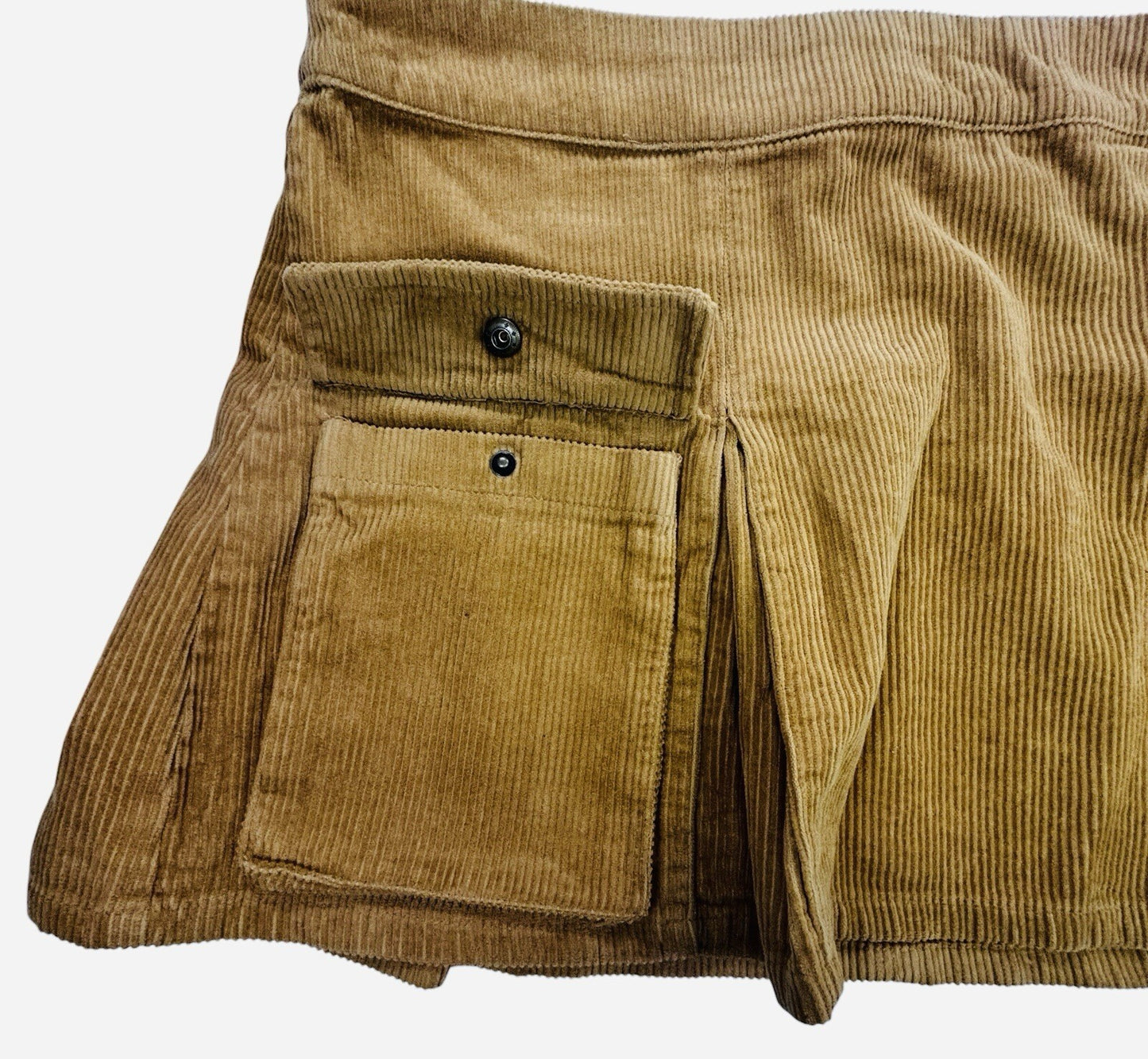Wild Fable XL Brown Corduroy Mini Skirt Cargo Pocket Stretch Women's Tan