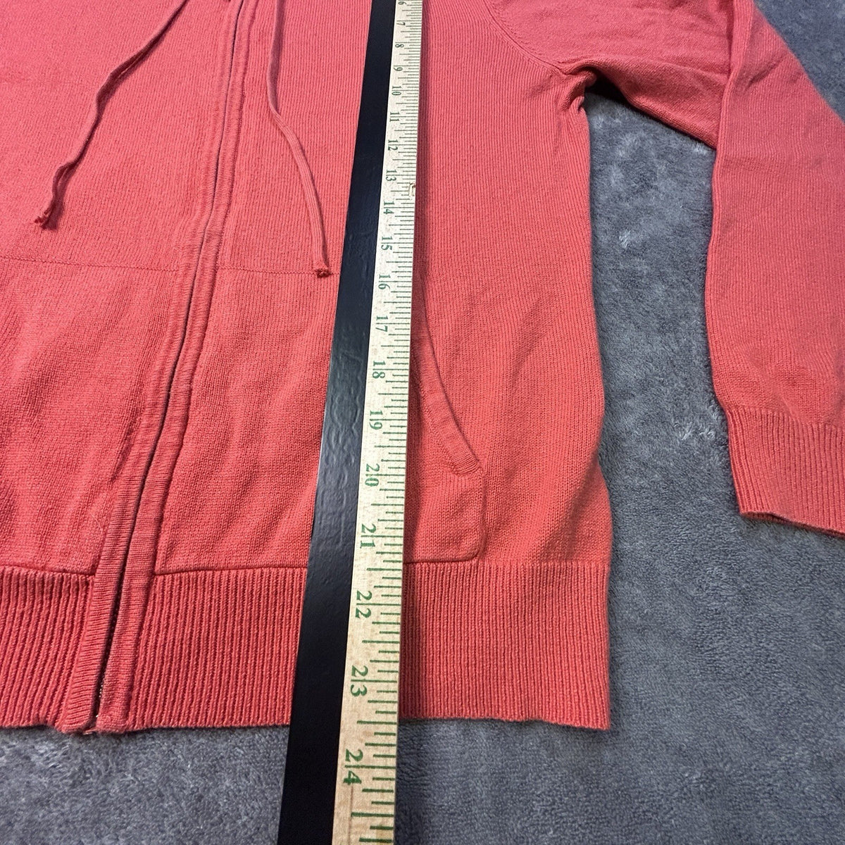 Lauren Ralph Lauren Silk Cashmere Hoodie Women L Full Zip Sweater Coral Orange