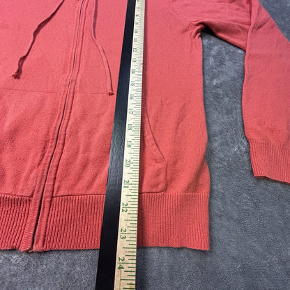 Lauren Ralph Lauren Silk Cashmere Hoodie Women L Full Zip Sweater Coral Orange