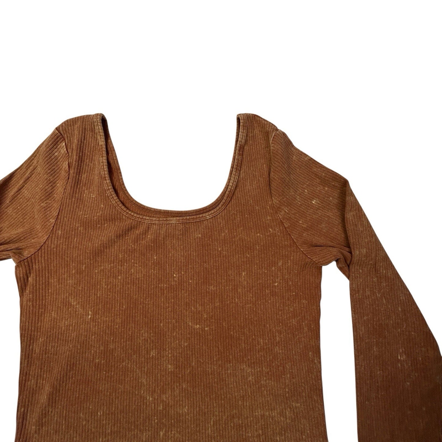 Wild Fable Women’s XXL Deep Orange Ribbed Crop Top Long Sleeve Stretch Casual