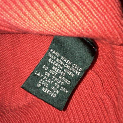 Lauren Ralph Lauren Silk Cashmere Hoodie Women L Full Zip Sweater Coral Orange