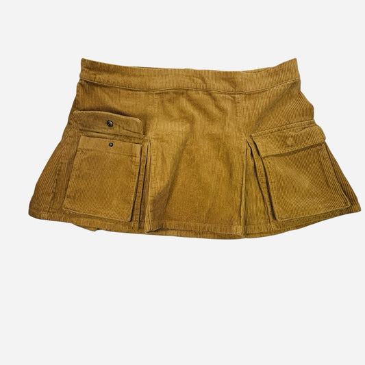 Wild Fable XL Brown Corduroy Mini Skirt Cargo Pocket Stretch Women's Tan
