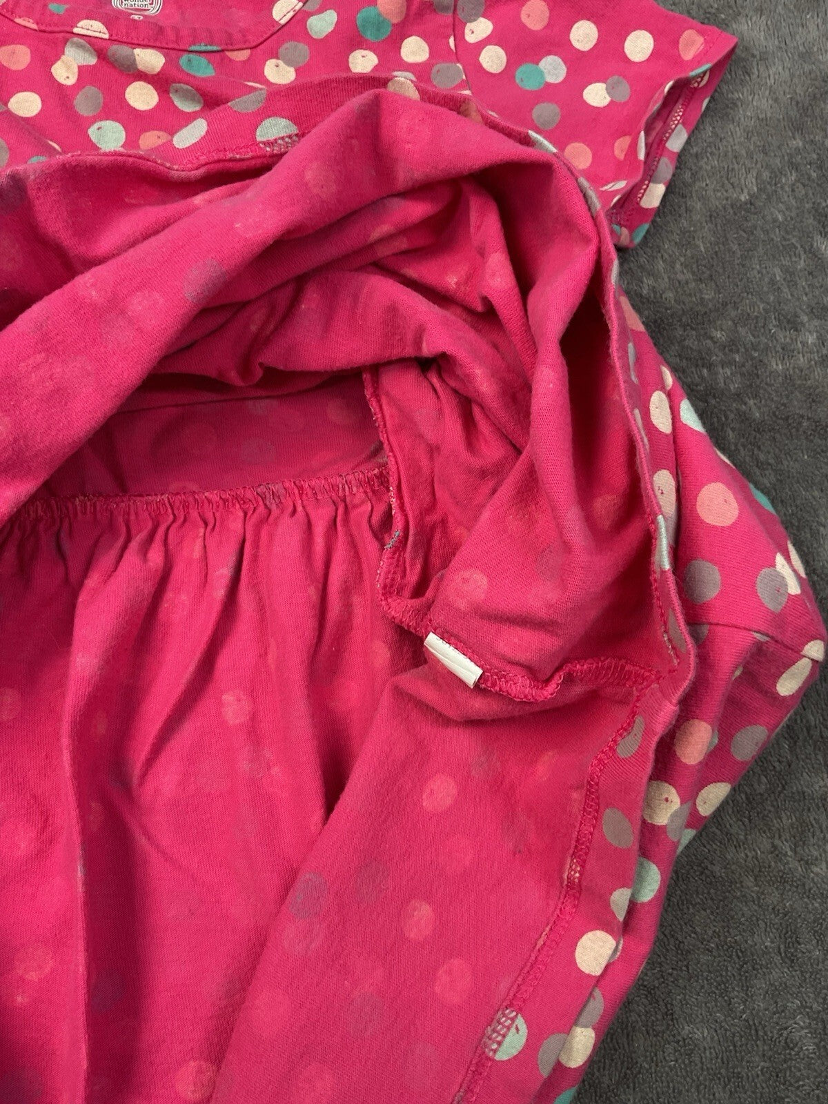 Wonder Nation Girls Pink Polka Dot Dress Size 5T Short Sleeve Pockets Cotton