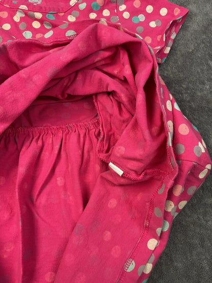 Wonder Nation Girls Pink Polka Dot Dress Size 5T Short Sleeve Pockets Cotton