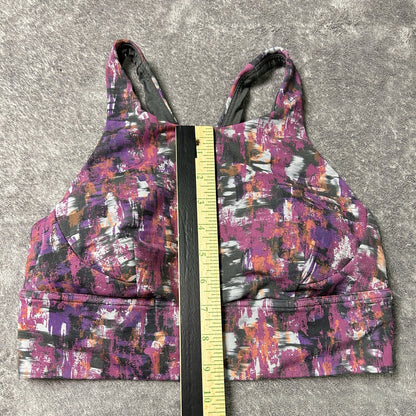 Lululemon Wunder Train Longline Sports Bra Size 8 Purple Black Abstract Print