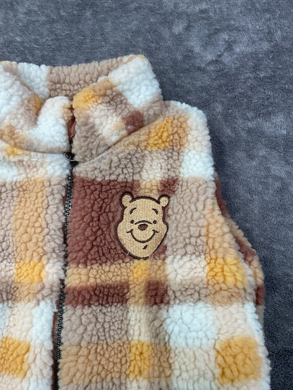Disney Baby Winnie the Pooh Sherpa Plaid Zip Vest Newborn NB Teddy Fleece Jacket
