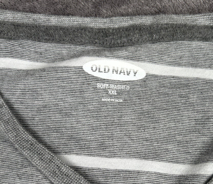 Old Navy Mens XXL Soft Washed V Neck T Shirt Gray White Stripe 100% Cotton
