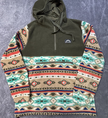 Massive Outdoor Fleece Hoodie Quarter Zip Tribal Aztec Medium