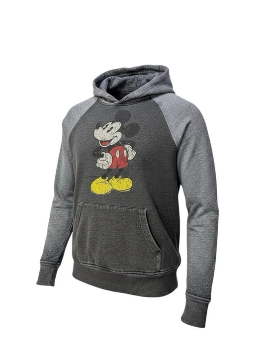 Disney Mickey Mouse Hoodie Sweatshirt Gray Pullover Graphic Adult Small