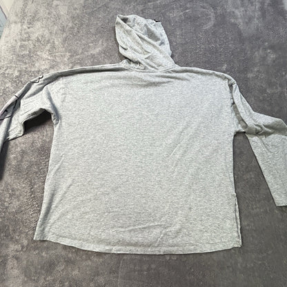 Adidas Girls XL 16 Grey Heather Smiley Face Graphic Long Sleeve Hooded Tee