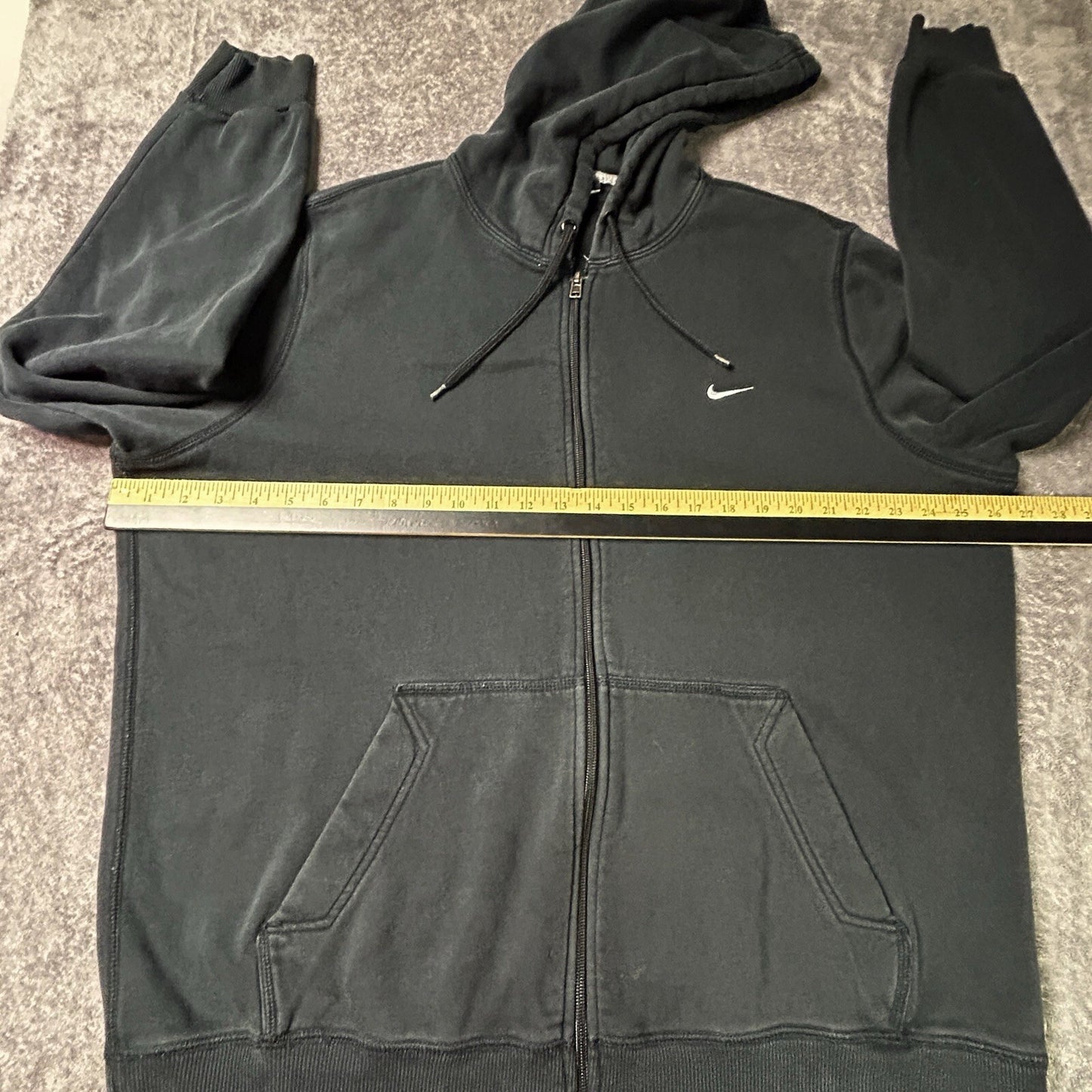 Nike ClSSIC Hooded Jacket Men's XL Black Full Zip Fleece 341573 Swoosh
