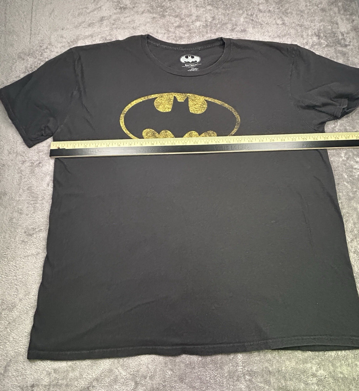 Batman Mens XXL T Shirt Black Yellow Logo DC Comics Graphic Tee 2XL