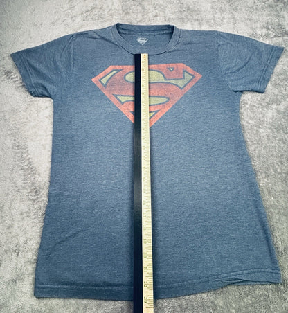 DC Comics Superman Logo T-Shirt Blue Distressed Graphic Superhero Tee