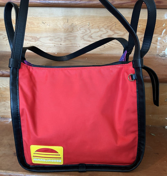 Marc Jacobs Sport Tote Bag Nylon Leather Colorblock Red Purple Pink Black