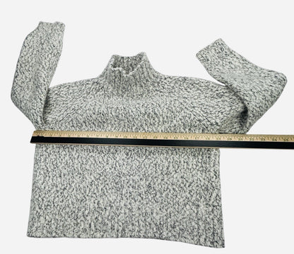 Vince Wool Cashmere Turtleneck Sweater M Chunky Knit Italian Yarn Ivory Gray