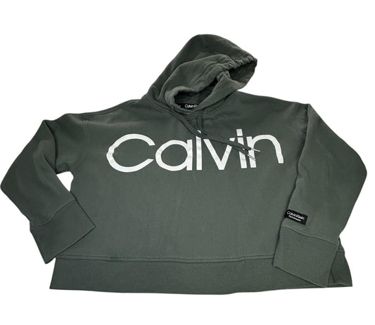 Calvin Klein Performance Hoodie Womens Medium Sage Green Cropped Sweatshirt
