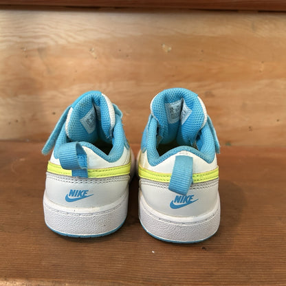 Nike Court Borough Low 2 Toddler 7C White Blue Volt Sneakers BQ5453-122