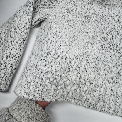 Vince Wool Cashmere Turtleneck Sweater M Chunky Knit Italian Yarn Ivory Gray