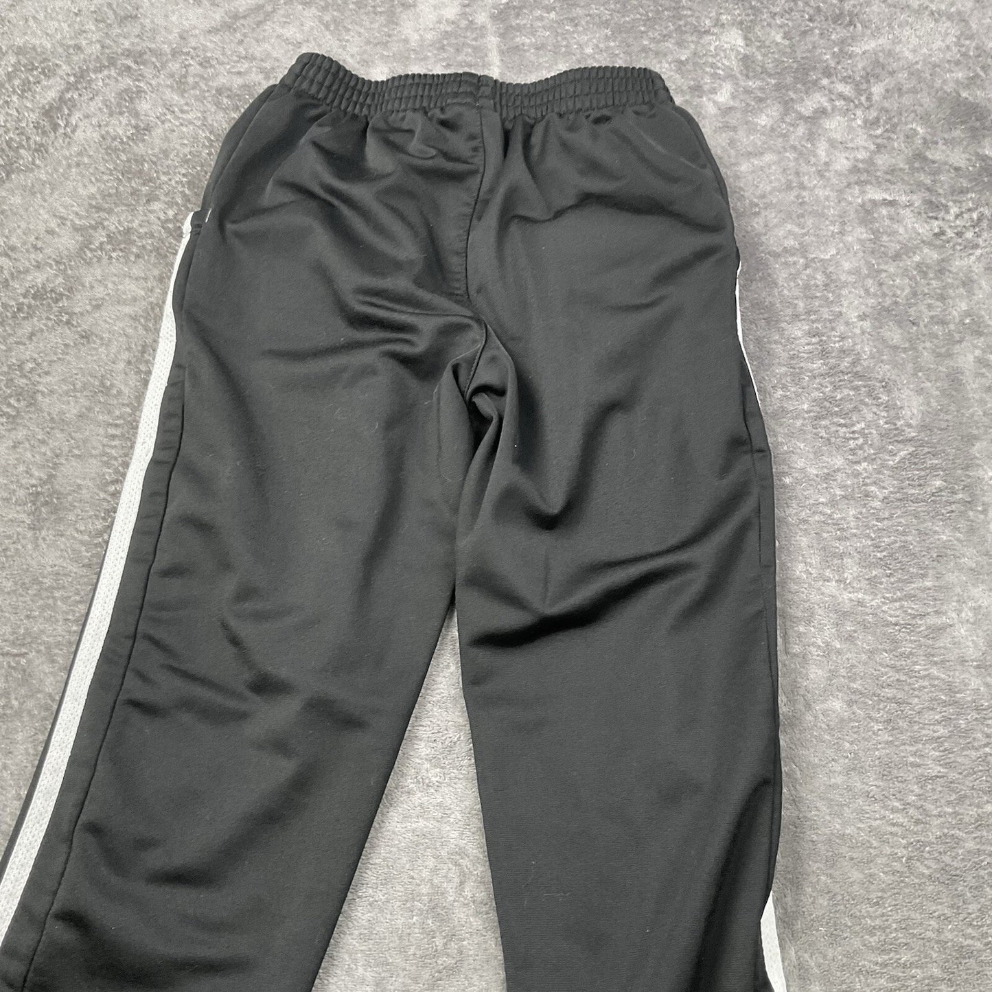 Adidas Boys Black Track Pants Youth M 10/12 3 Stripe Athletic Joggers Pockets