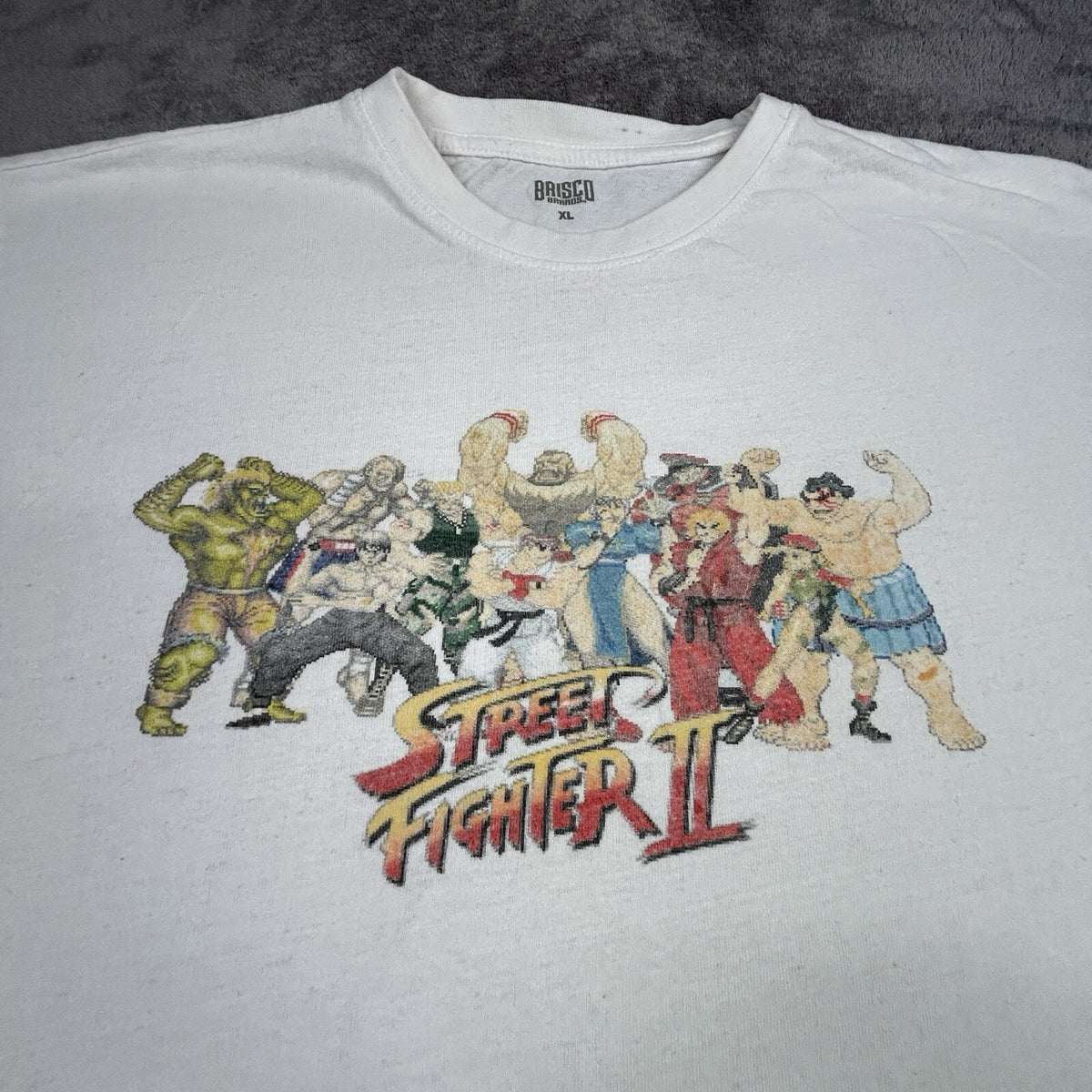 Street Fighter II Brisco Brands T-Shirt Men’s XL White Graphic Video Game Tee