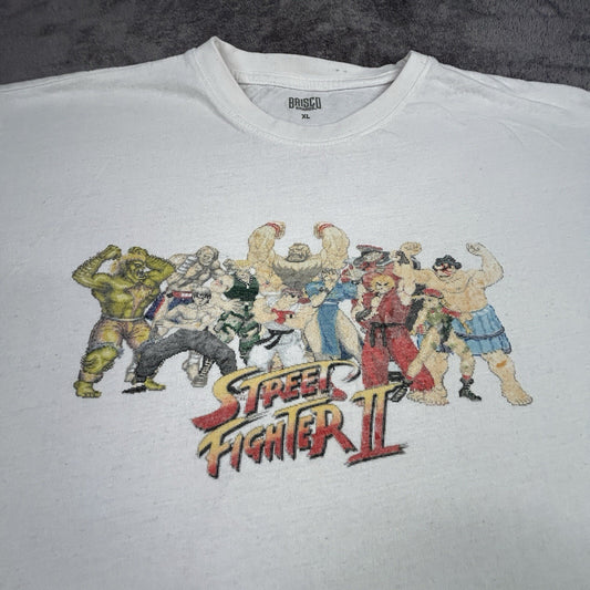 Street Fighter II Brisco Brands T-Shirt Men’s XL White Graphic Video Game Tee