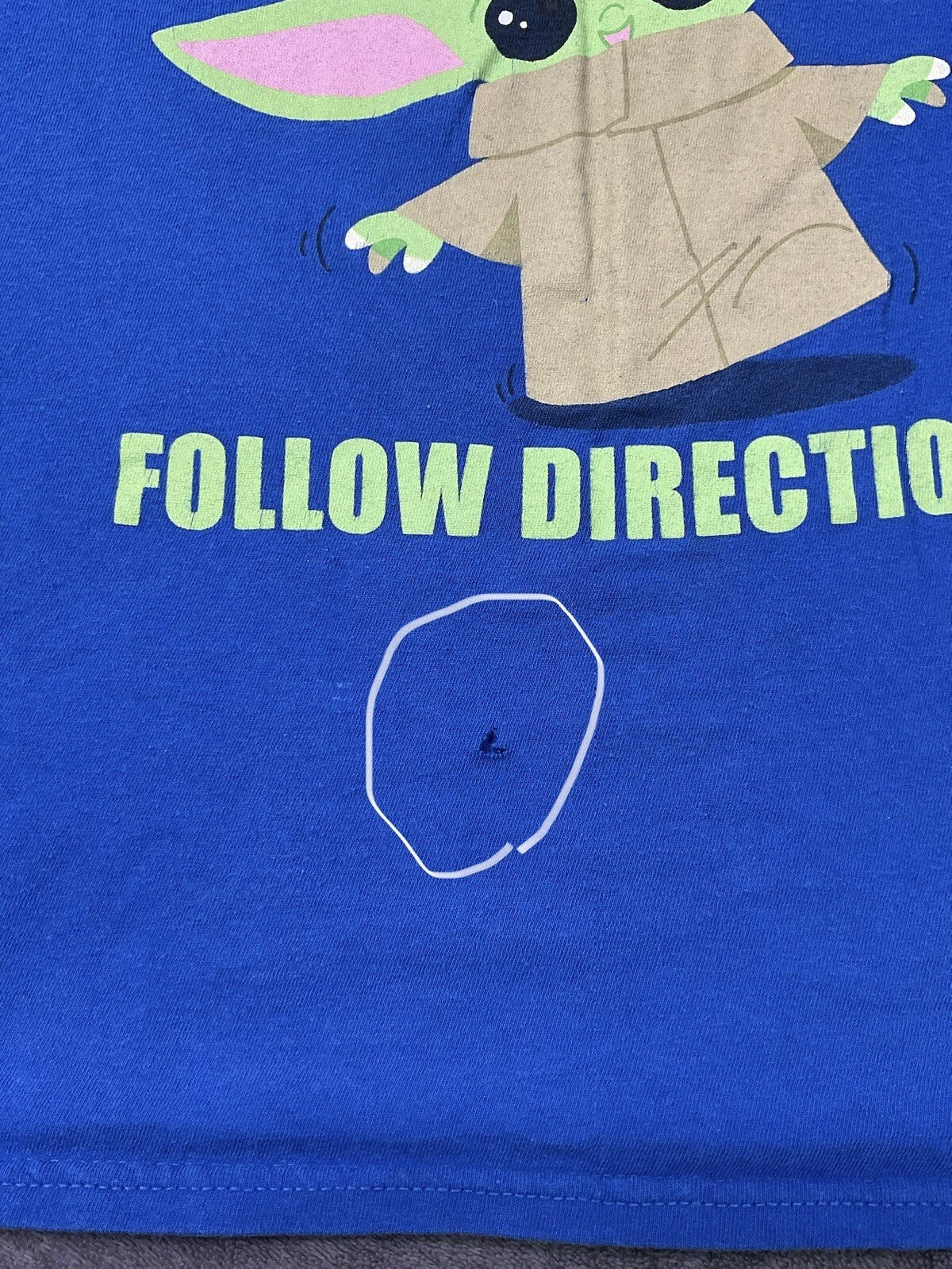 Star Wars Grogu Baby Yoda Tee Does Not Listen Follow Directions Blue Boys 6/7